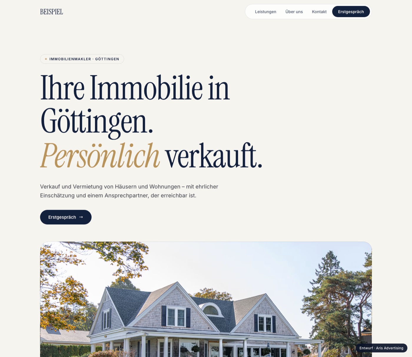 Beispiel-Einseiter für einen Immobilienmakler